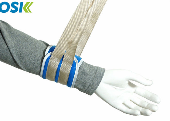 青く忍耐強い制限の革紐、手/柔らかい肢の制限のヴェルクロ設計フィートの